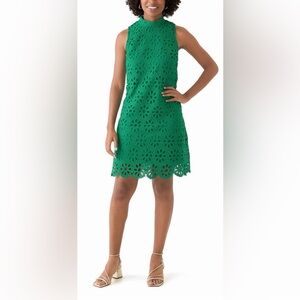 NWT Robbie Bee Women's Sleeveless Daisy Lace Mock Neck Dress Kelly/Green Size 14
